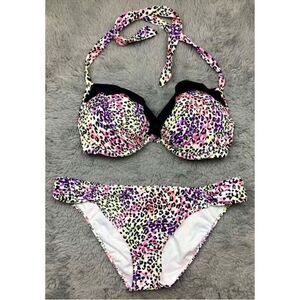 Victoria’s Secret “Gorgeous” colorful cheetah/animal print bikini